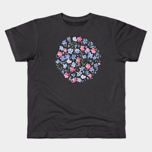 Fresh Flowers Pink Blue Kids T-Shirt